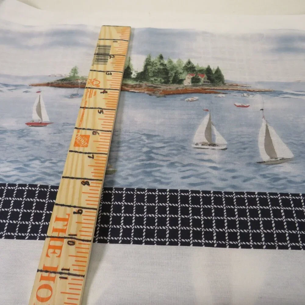 Sailboat & Coastal CURTAIN FABRIC cotton blend 8yards UNCUT like new